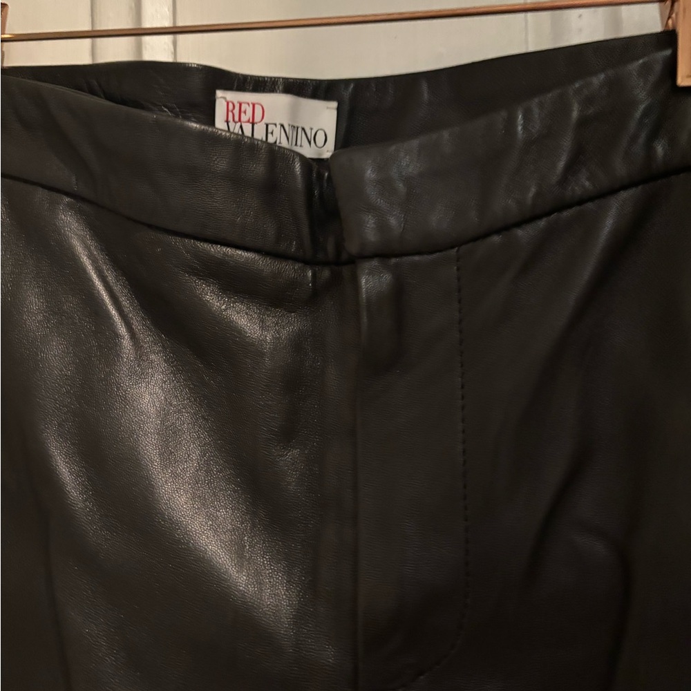 RED Valentino Shiny Black Leather Skirt